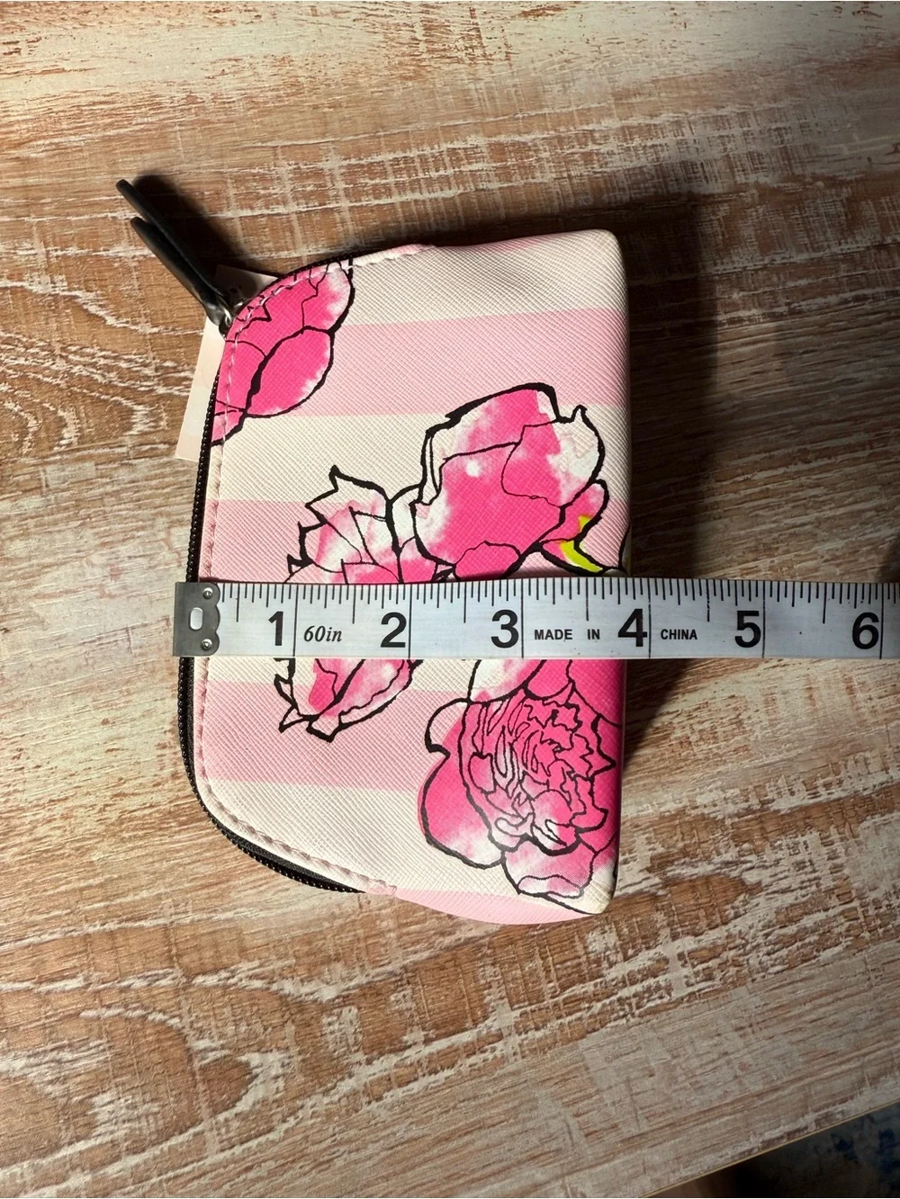 Victoria's Secret Pink Striped Floral Cosmetic Pouch